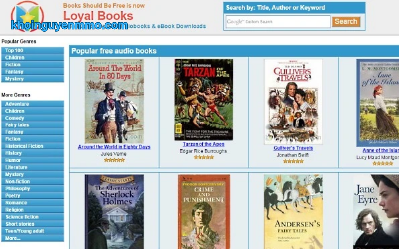 Website tải ebook free - Loyal Books 